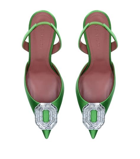 Womens Amina Muaddi Green Satin Camelia Slingback Mules 90 Harrods Uk