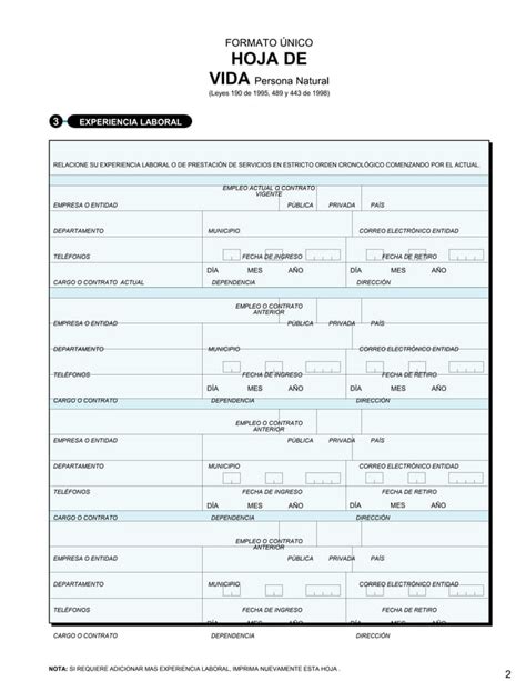 Formato Unico Hoja Vida Pdf