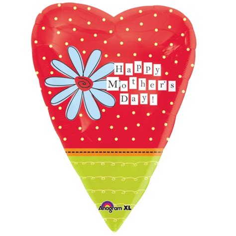 18 Happy Mothers Day Jr Heart Shape Mylar Foil Balloon Balloon