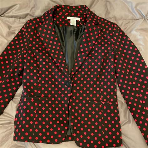 Grace Jackets And Coats Grace Red And Black Polka Dot One Button Blazer Size 4 Poshmark