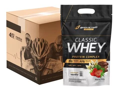 Caixa 6x Suplemento Pó Classic Whey Protein 900g Bodyaction Sabor