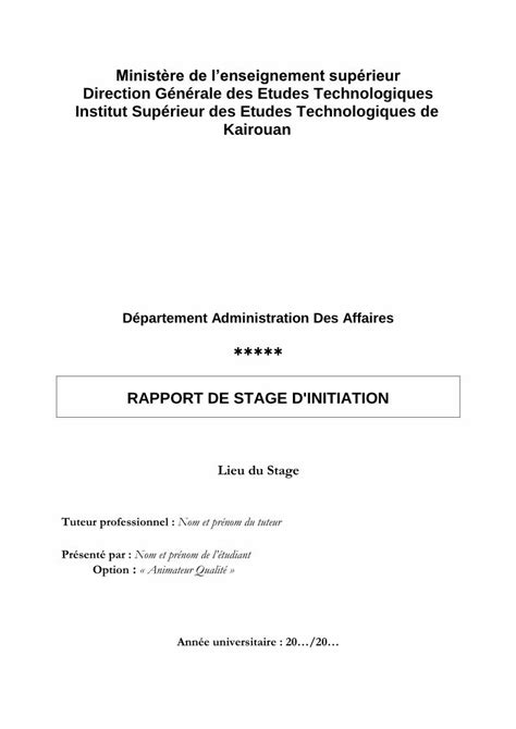 PDF Guide délaboration dun rapport de stage dinitiation rapport de