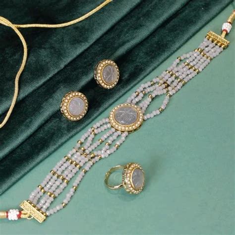 Golden Fusion Arts Traditional Brass Temple Necklace Set At Rs Set