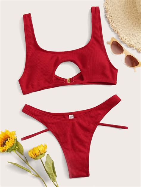 Is That The New Ribbed Cutout Top With High Cut Bikini Set Romwe Usa