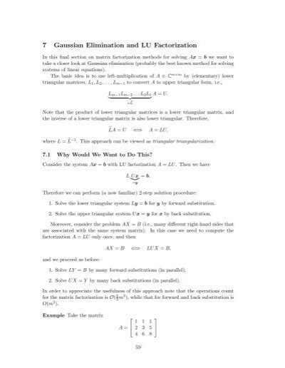 Gaussian Elimination And Lu Factorization