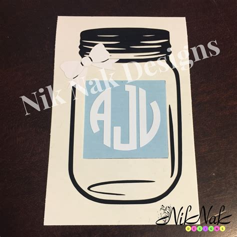 Mason Jar Monogram Mason Jar Decal Mason Jar