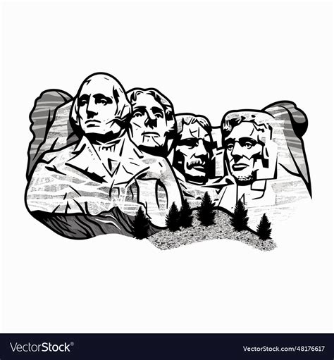 Mount Rushmore Hand Drawn Comic Royalty Free Vector Image