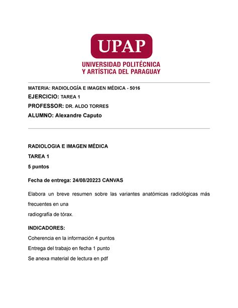 Radiología E Imagen Médica 5016 Actividad 1 5 Pts Materia