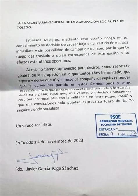 El Hermano Gemelo De Page Se Da De Baja Del Psoe Por La Deriva Del