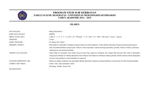 Silabus Biologi Reproduksi I PPT