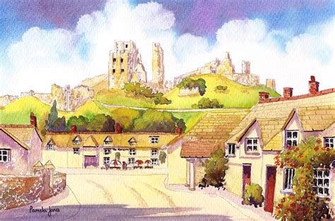 Corfe Castle Dorset England Uk Painting By Pamela Jones Pixels