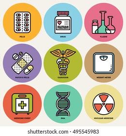 Assorted Medical Treatment Icon Set Line Stock Vector Royalty Free