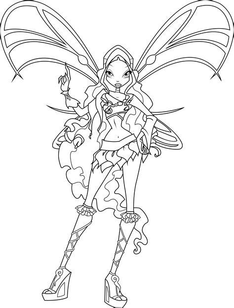 Winx Club Coloring Page Winx Club Aisha Coloring Page Free Printable