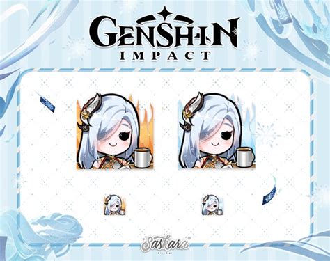 Shenhe Genshin Impact Emote Set Twitch Discord Streamer Off