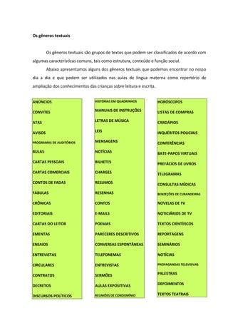 Os gêneros textuais PDF