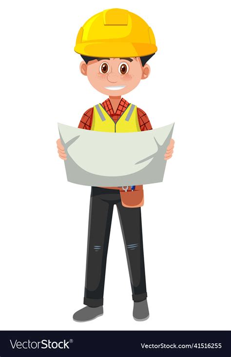 A contractor job cartoon character on white Vector Image