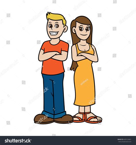 Cartoon Man Woman Standing Back Back Stock Vector Royalty Free