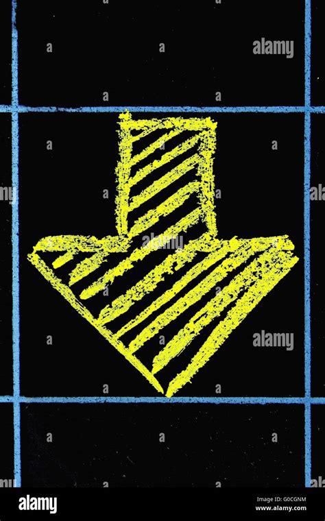 Down Side Arrow Sign Handwritten On Black Chalkboard Stock Photo Alamy