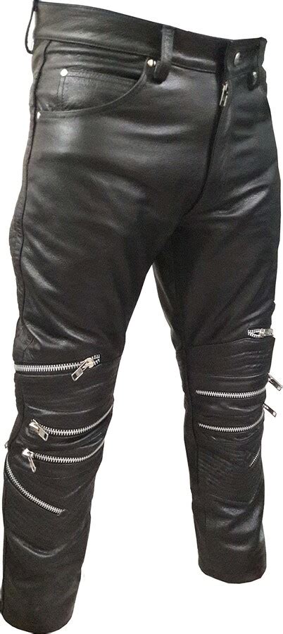 Leather Addicts Mens Sexy Real Black Leather Motorcycle Bikers Pants Jeans Trousers Gay J6 W28