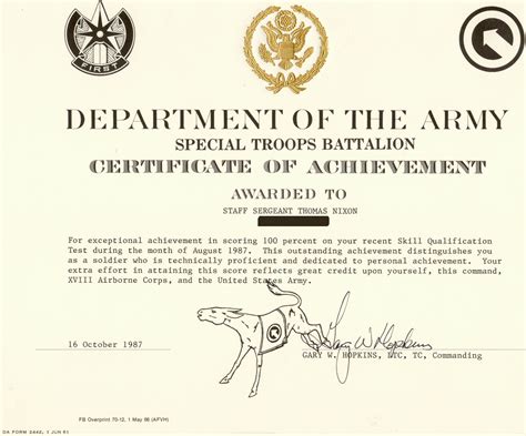 Military Certificates Free Printable