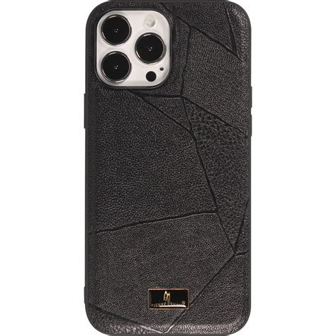 Coque iPhone 13 Pro Max Fierre Shann étui en cuir véritable avec