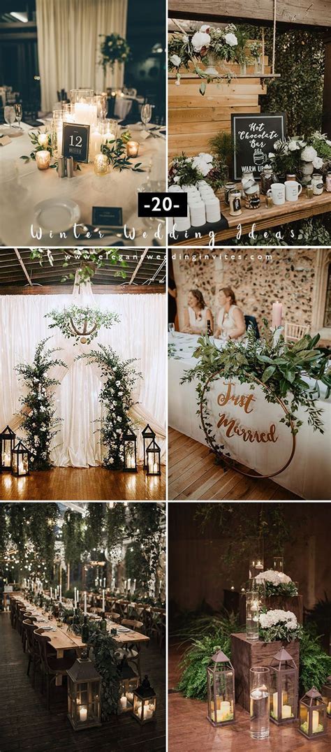 Romantic Cozy Rustic Chic Greenery Winter Wedding Decoration Ideas