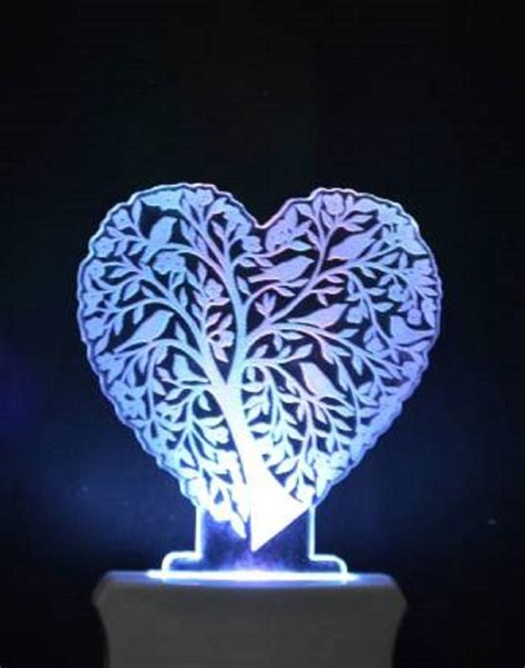 Vagalleryking Modern Contemporary Heart Tree 3d Illusion Acrylic Led Night Lamp For Decoration