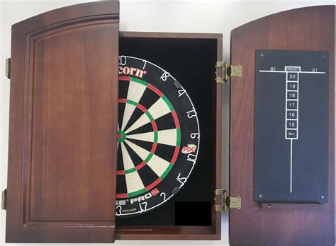 Unicorn Eclipse Pro 2 Dart Board & Timber Cherry Wood Dart Cabinet + 6 x Darts