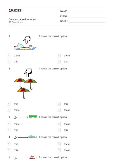 Demonstrative Pronouns Worksheets For Rd Grade On Quizizz Free