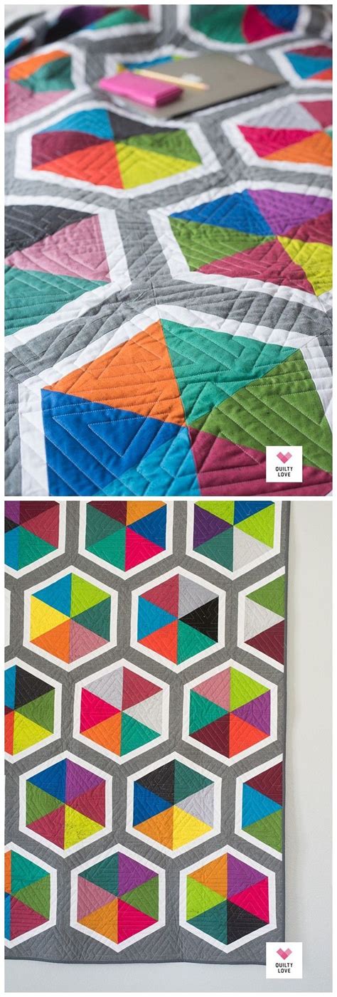 Triangle Hexies PDF Quilt Pattern Hexie Quilt Modern Quilt Modern