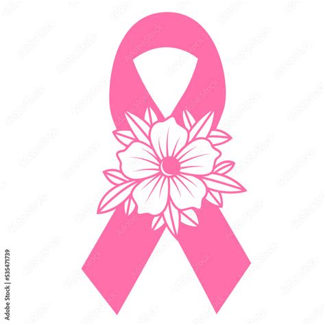 Cancer Awareness Svg Breast Cancer Svg Pink Ribbon With Flower Svg Stock Vector Adobe Stock