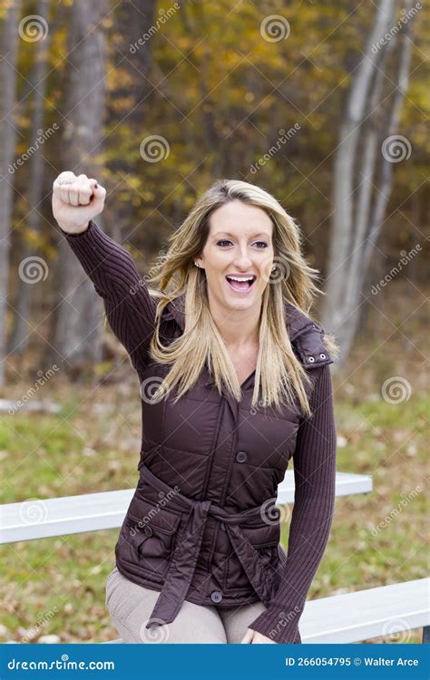 Gorgeous Blonde Model Enjoying The Fall Foliage Outdoors Stock Image