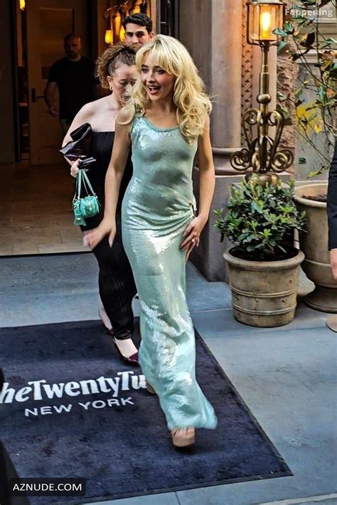 Sabrina Carpenter Sexy Seen Flaunting Her Hot Legs In A Dazzling Dress As She Exits From Versace