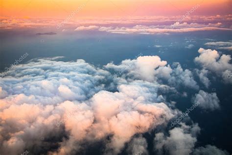 Beautiful sunset above clouds — Stock Photo © jag_cz #124964346