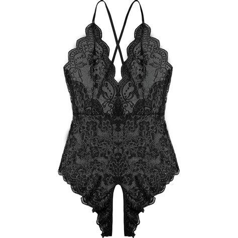 Mo Finance Women One Piece Lingerie Sexy Teddy Lingerie V Neck Sexy Bodysuit Lace Nightie