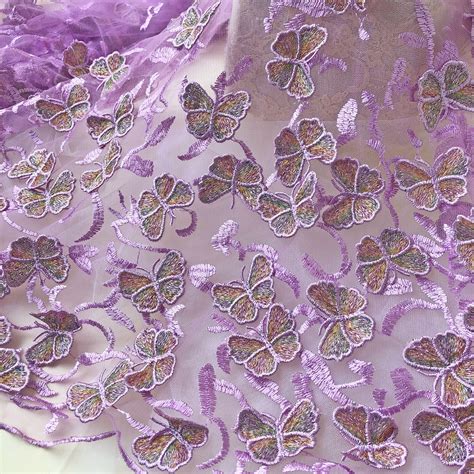 Butterfly Lace Fabric By The Yard Colorful Embroidery Etsy