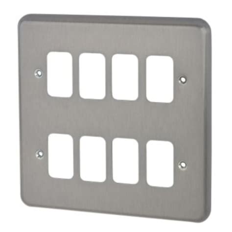 MK BRC Grid Plus Brushed Chrome Switch Plate Edwardes