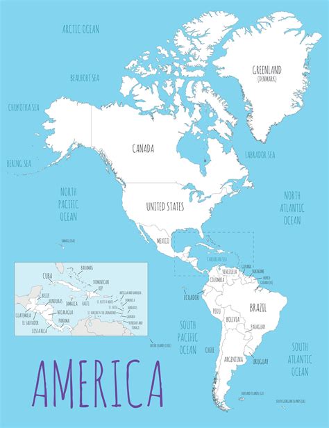 Political America Map Vector Illustration With Countries In White Color Editable And Clearly