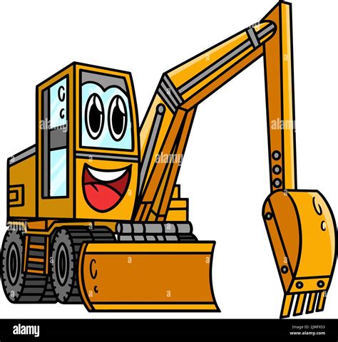 Excavator with Face Vehicle Cartoon Clipart Stock Vector Image & Art ...