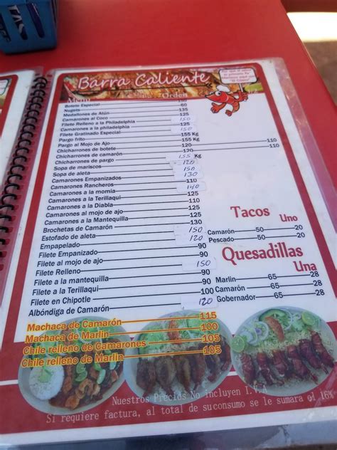 Carta Del Restaurante Mariscos El G Ero Guasave Blvd Central S N