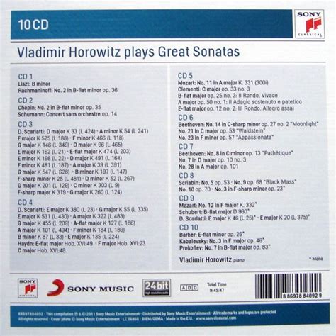 Vladimir Horowitz Vladimir Horowitz Plays Great Sonatas Cd