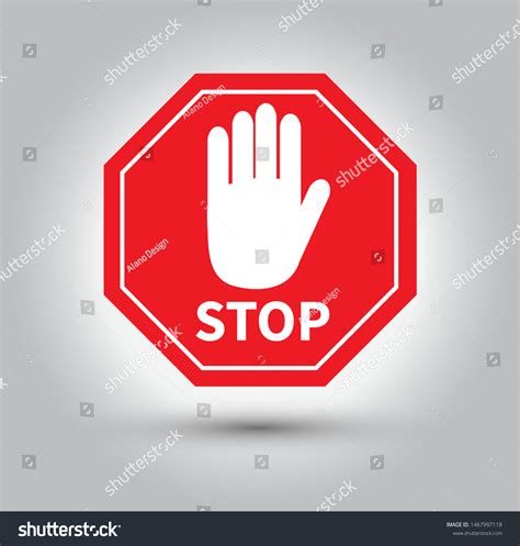 Red Stop Sign Hand Vector Illustration Stock Vector (Royalty Free ...