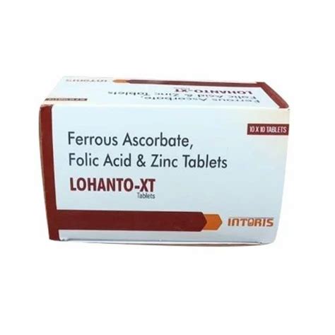 Iron Ferrous Ascorbate Folic Acid Zinc Tablets Packaging Type Box