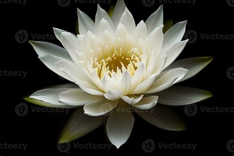 AI Generative White Water Lilly Floating In A Black Background 29039883