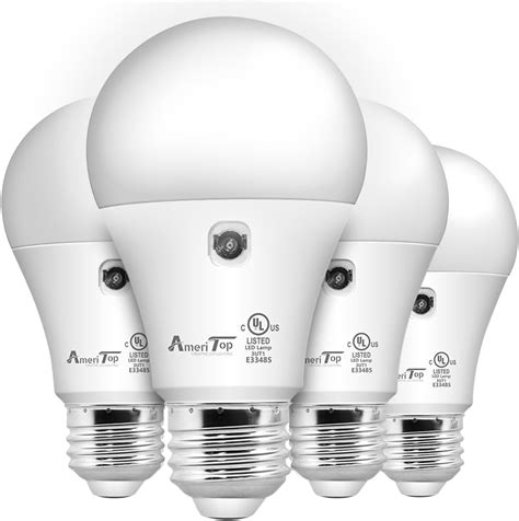 AmeriTop Dusk To Dawn Light Bulb 2 Pack A19 LED Sensor Light Bulbs