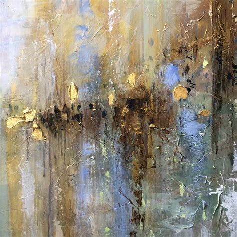 The Moments Between Abstract Landscape With Gold Leaf Painting By