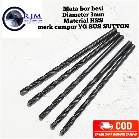 Jual Mata Bor Besi Diameter 3mm HSS Merk Campur YG SUS SUTTON Bukan Bor