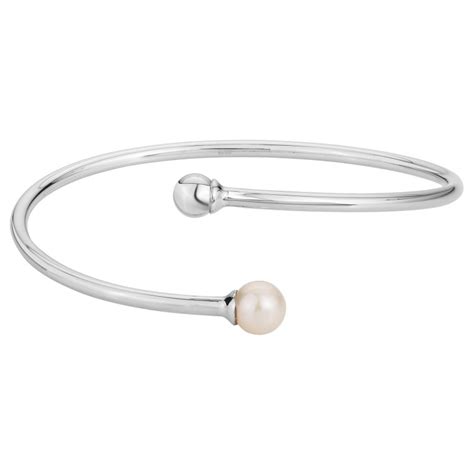 Bracelet Jonc Ouvert Femme Carador En Argent Avec Perle Synth Tique