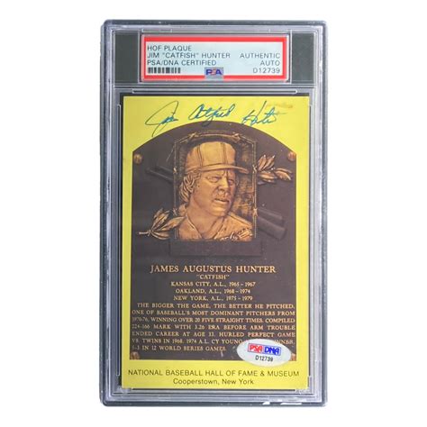 Jim "Catfish" Hunter Signed Hall of Fame Plaque Postcard (PSA ...