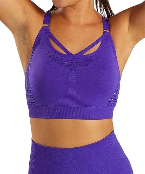 DPJ Damen Sport BHS Hohl Nahtlos Bra Bustier Frauen Medium High Impact